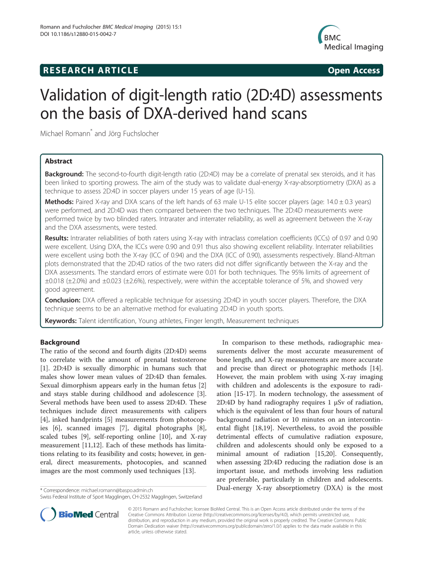 (PDF) Validation of digit-length ratio (2D:4D) assessments  
