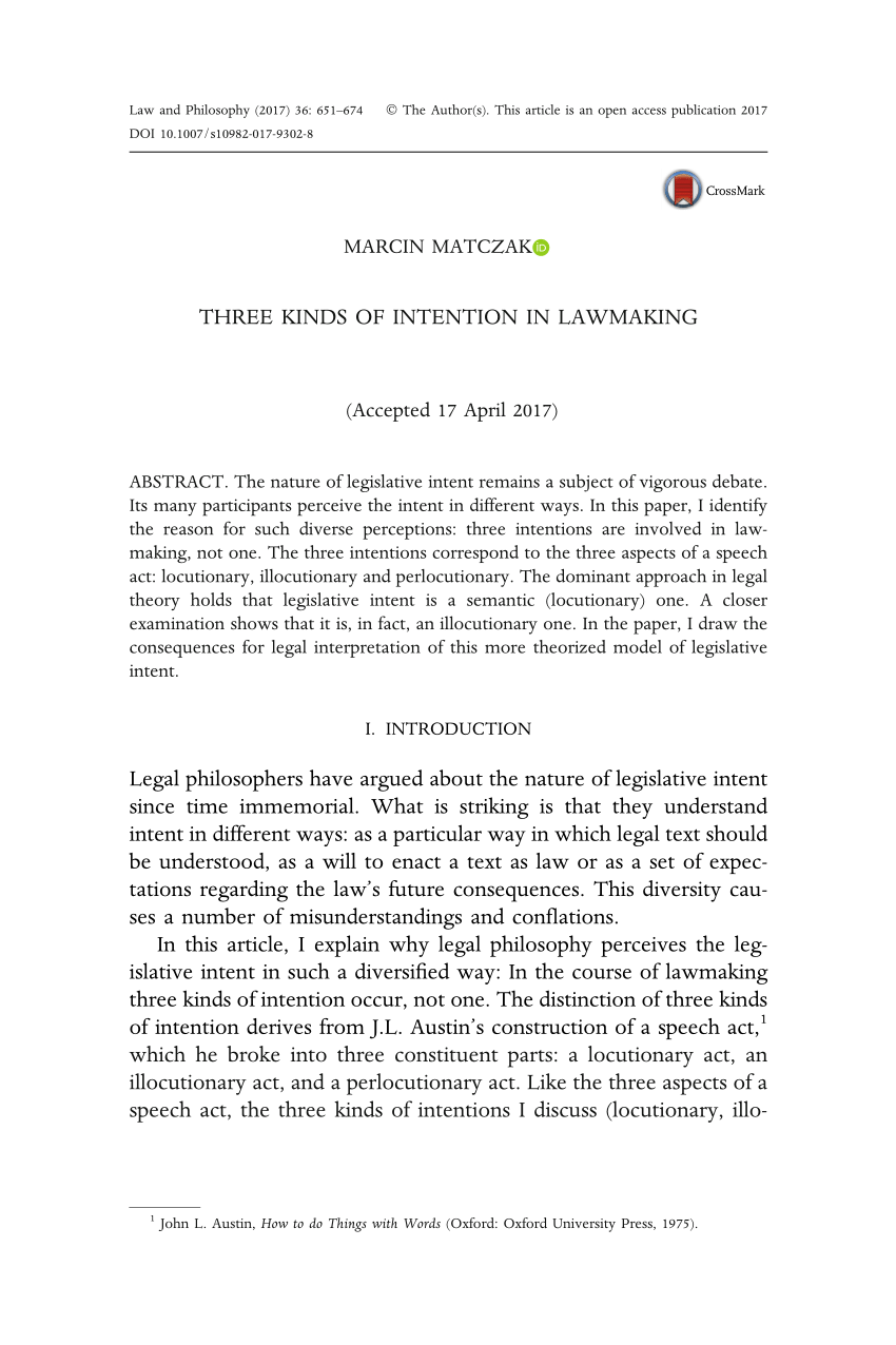 (PDF) Three Kinds of Intention in Lawmaking