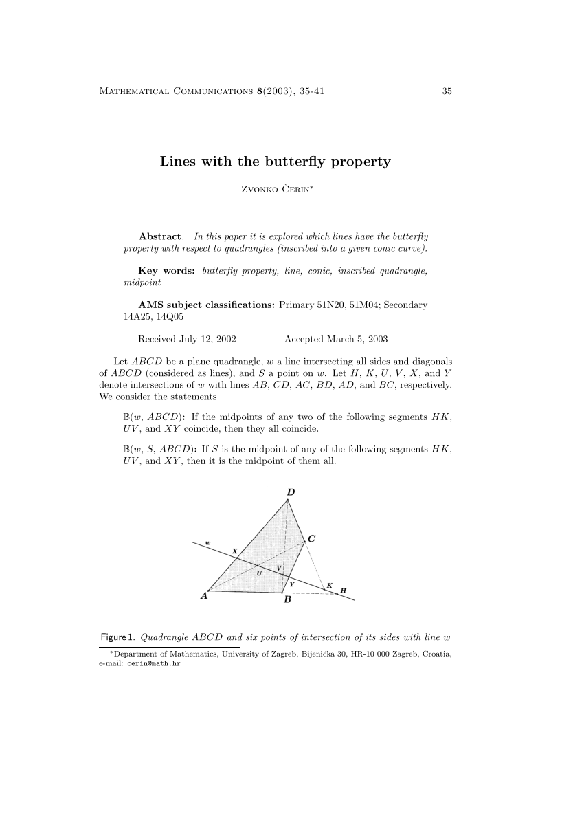 Pdf Lines With The Butterfly Property