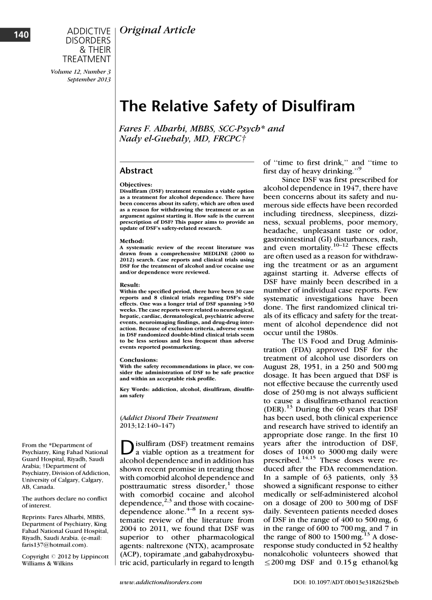 Disulfiram de 250 mg