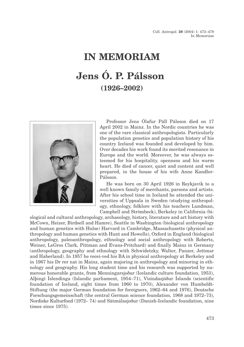 Pdf In Memoriam Jens O P Palsson In Memoriam The Precise Colour Of The Sky Obituary To Professor Branko Cvjetanovic
