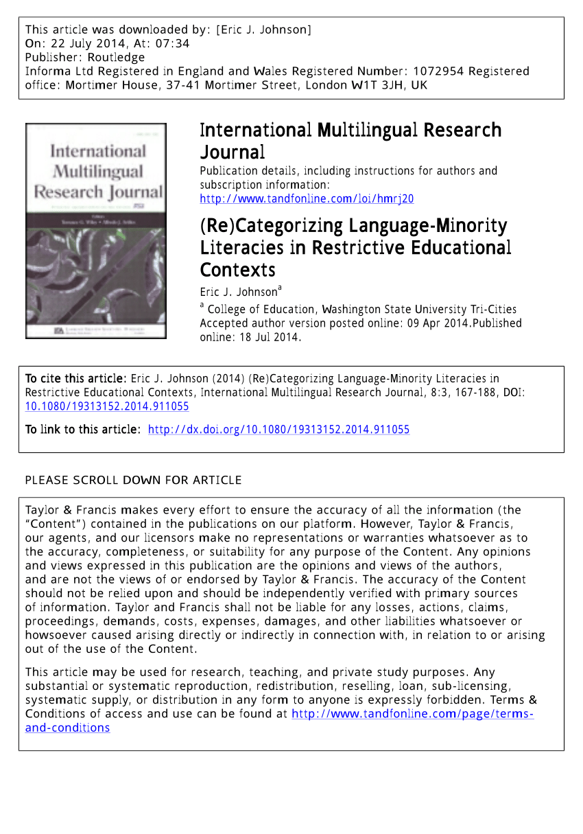 PDF) (Re)Categorizing Language-Minority Literacies in Restrictive ...