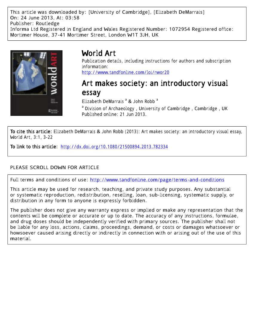 essay on the benefits of art for individuals and society