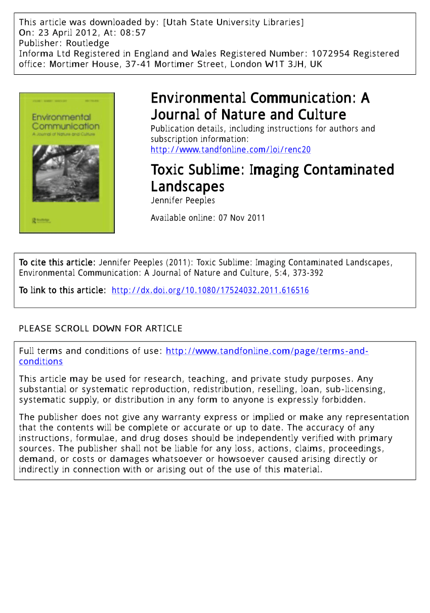 PDF) Toxic Sublime: Imaging Contaminated Landscapes