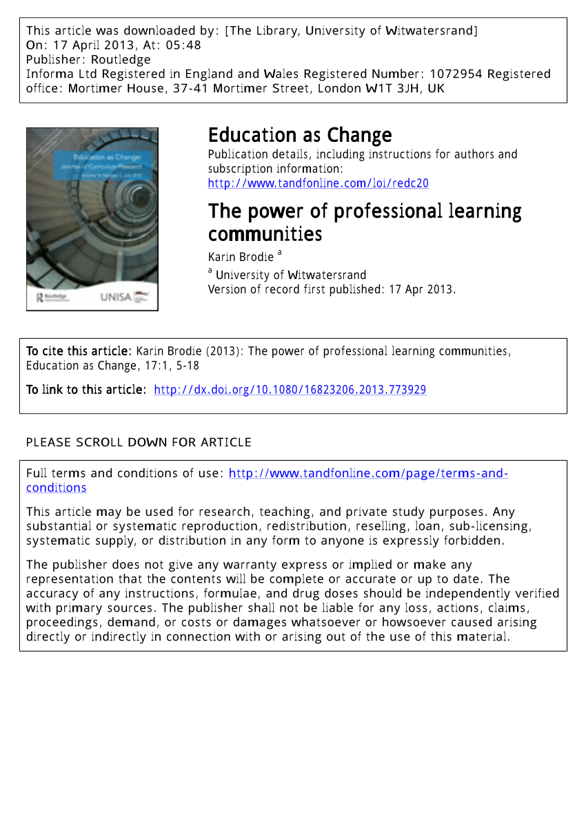 PDF The power of professional learning communities