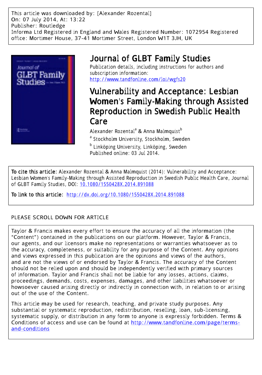 PDF) Having two mothers: the triangulation dynamics of children in lesbian  led families