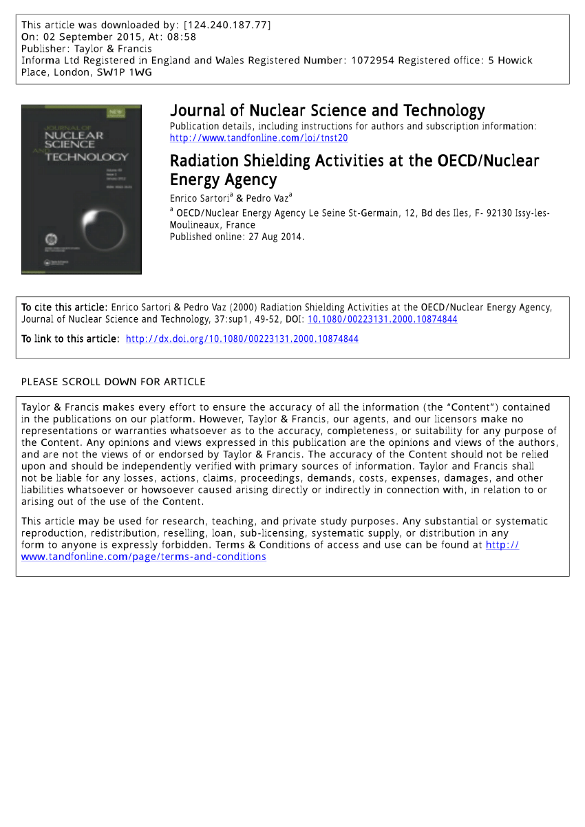 (PDF) Radiation Shielding Activities at the OECD/Nuclear Energy Agency