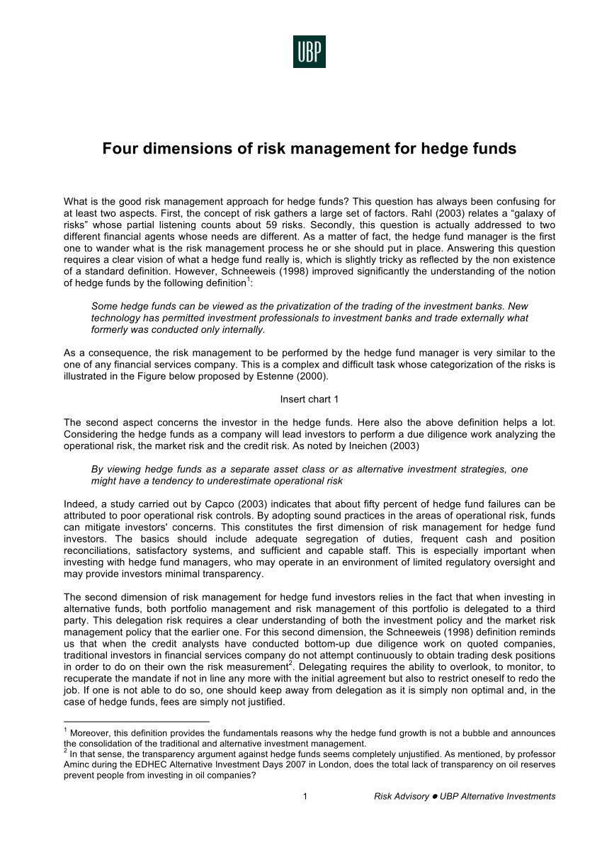 pdf) four dimensions of risk management for hedge funds