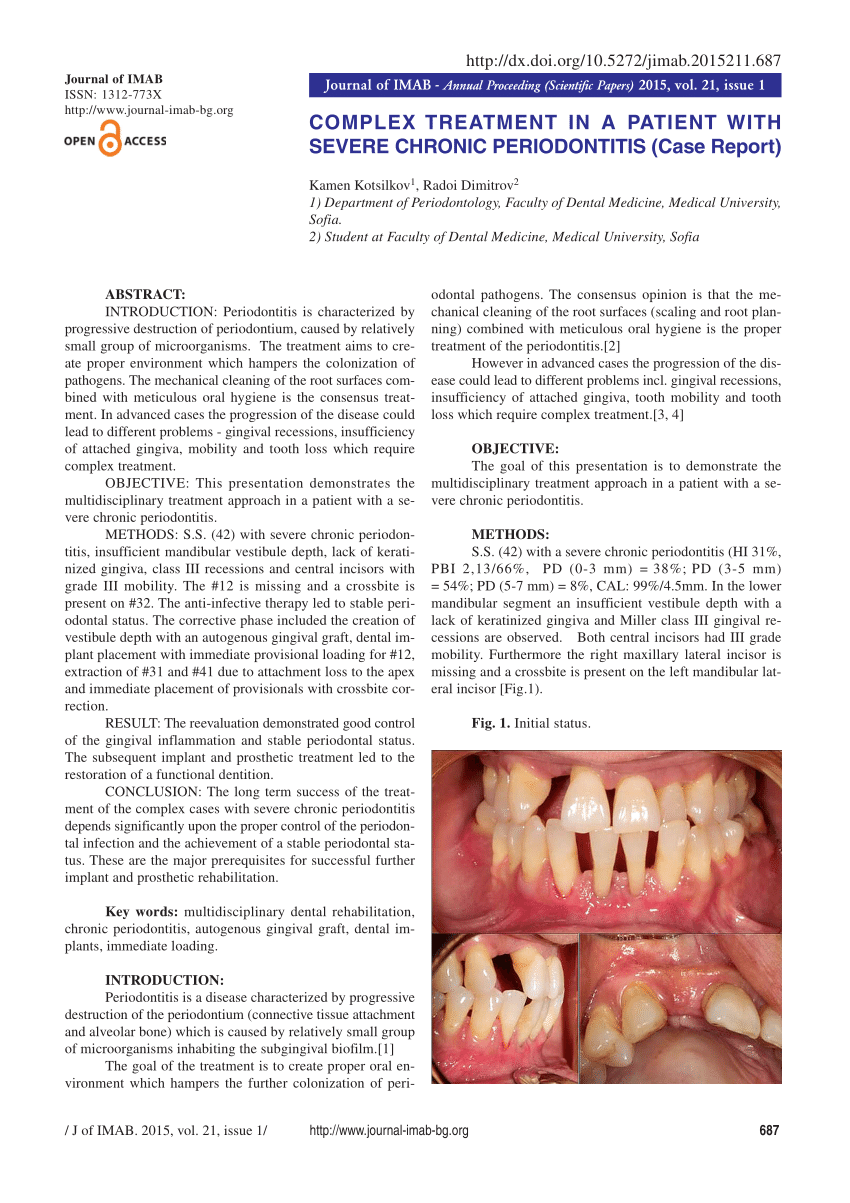 Pdf Complex Treatment In A Patient With Severe Chronic Periodontitis