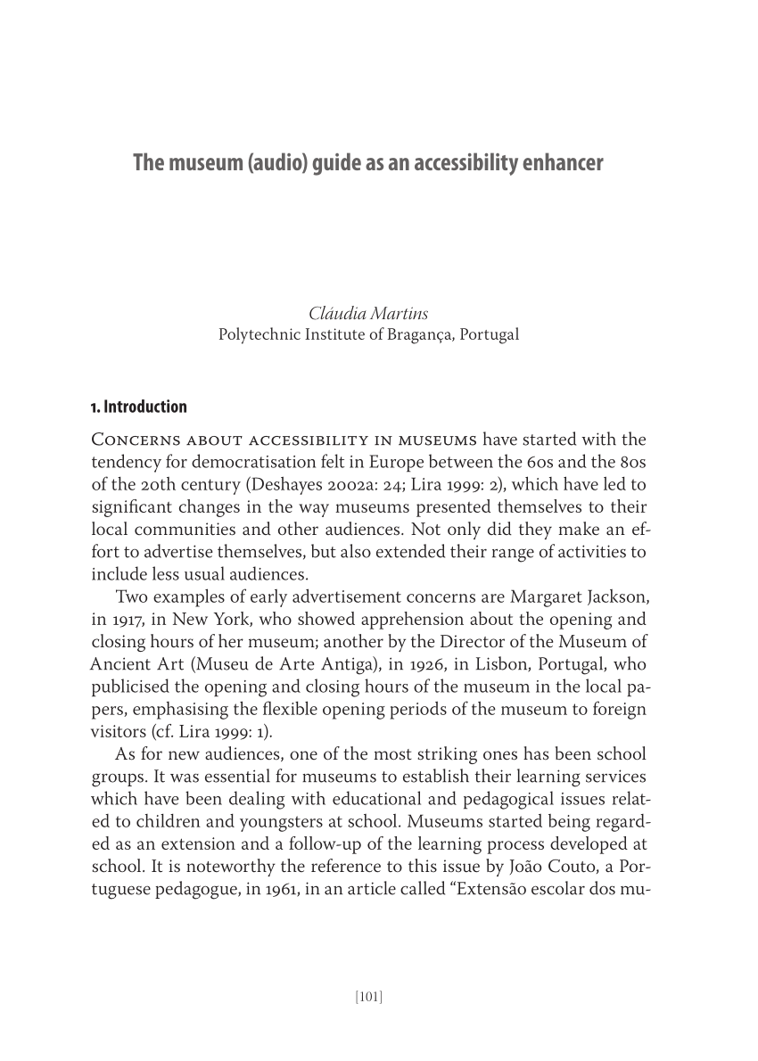 PDF) The museum (audio) guide as an accessibility enhancer