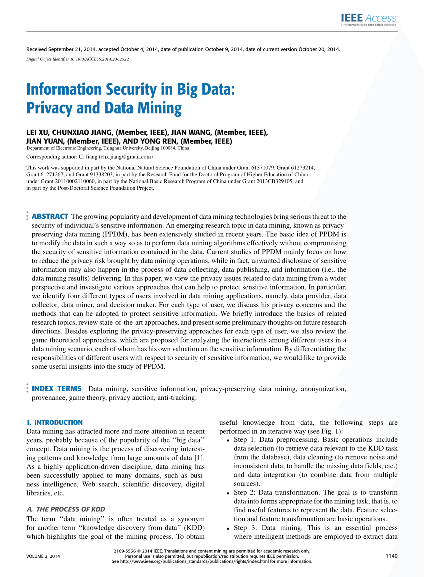 PDF) Information Security in Big Data: Privacy and Data Mining