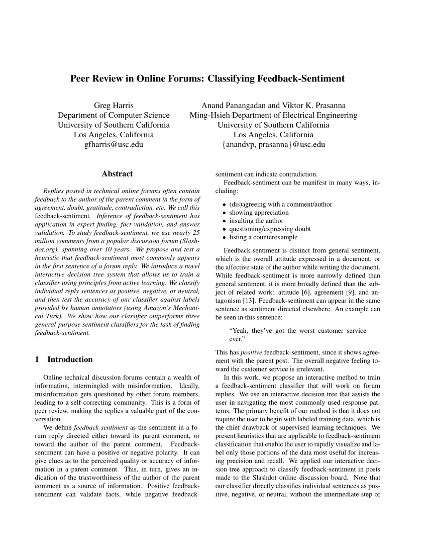 pdf-peer-review-in-online-forums-classifying-feedback-sentiment