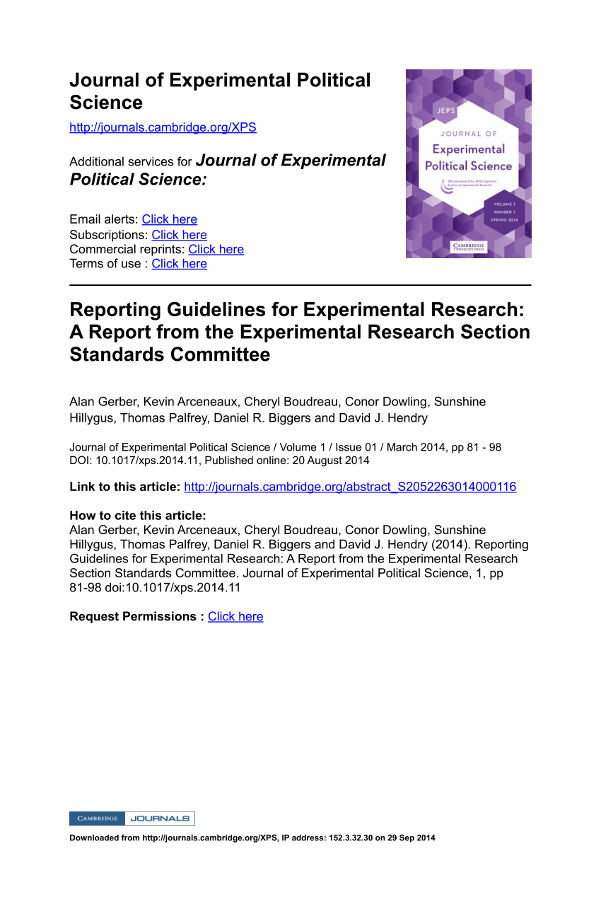 experimental research report meaning