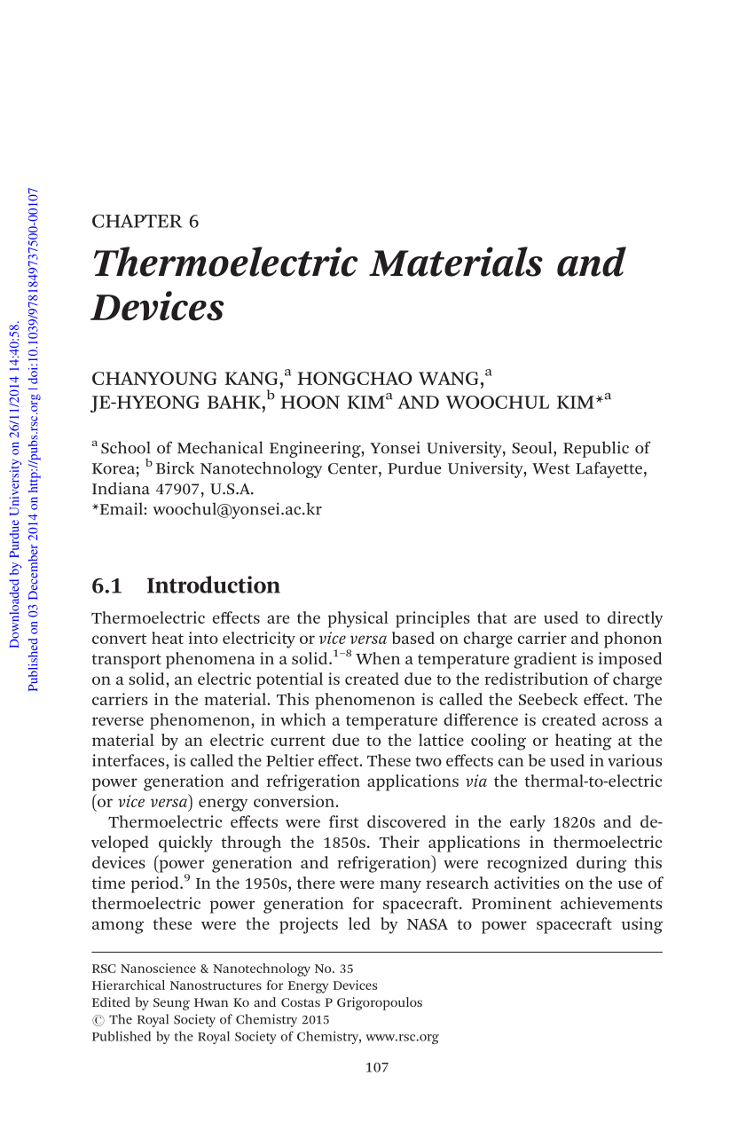 research paper of thermoelectric materials