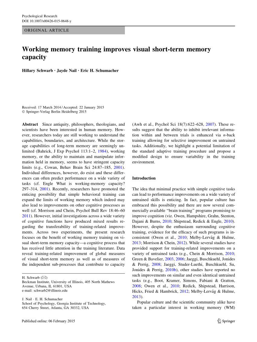 Short-term visual memory training - Key To Study