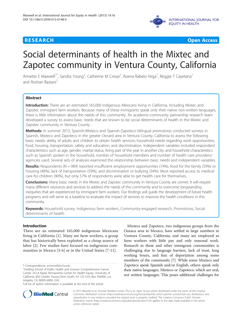 PDF Social determinants of health in the Mixtec and Zapotec