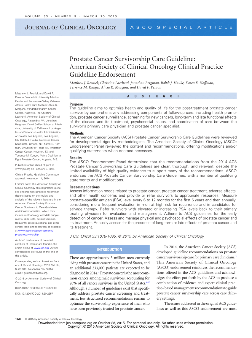 (PDF) Prostate Cancer Survivorship Care Guideline