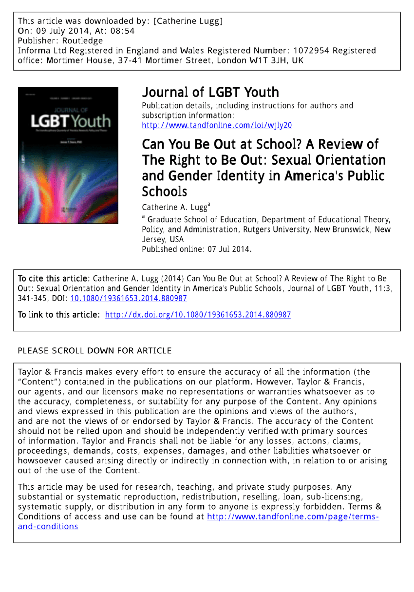 PDF) Can You Be Out at School? A Review of The Right to Be Out Sexual Orientation and Gender Identity in Americas Public Schools picture