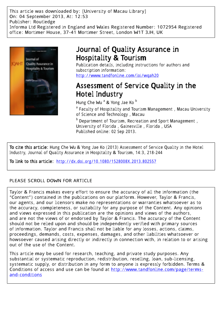 Hotel service quality thesis