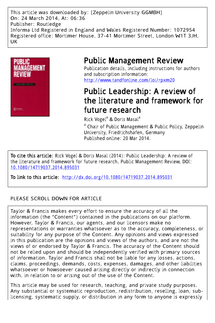 a literature review on leadership styles and framework
