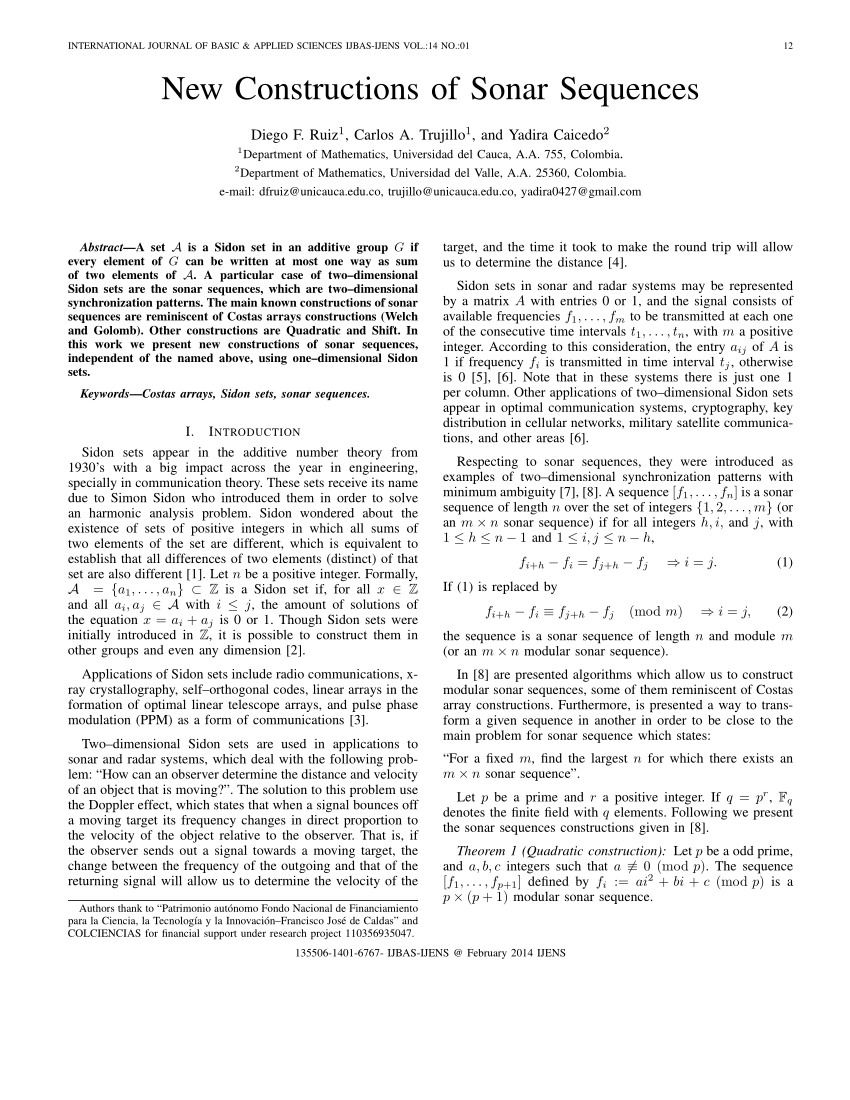 PDF New Constructions of Sonar Sequences