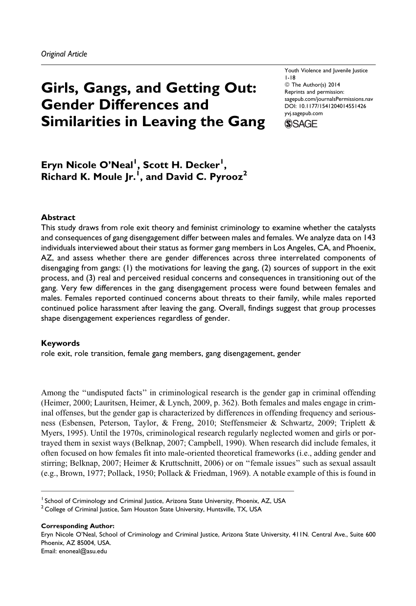 Pdf Girls Gangs And Getting Out