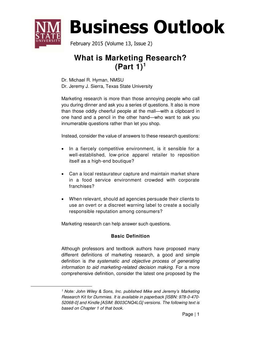 pdf) what is marketing research? (part 1)