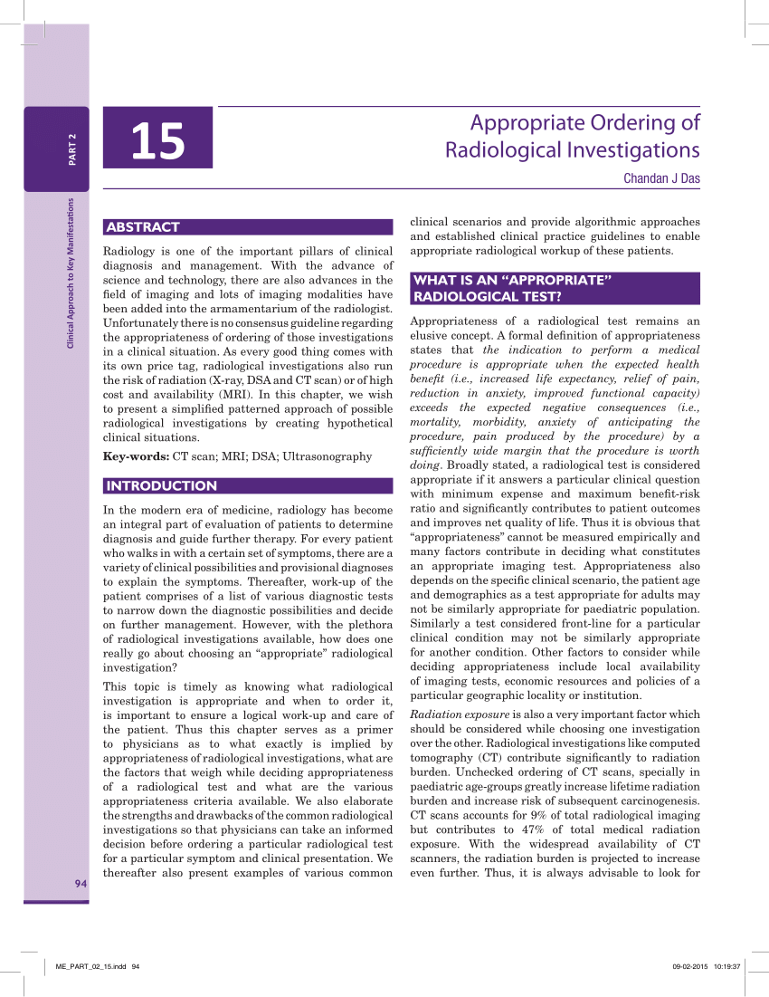 (PDF) Appropriate Ordering of Radiological Investigations