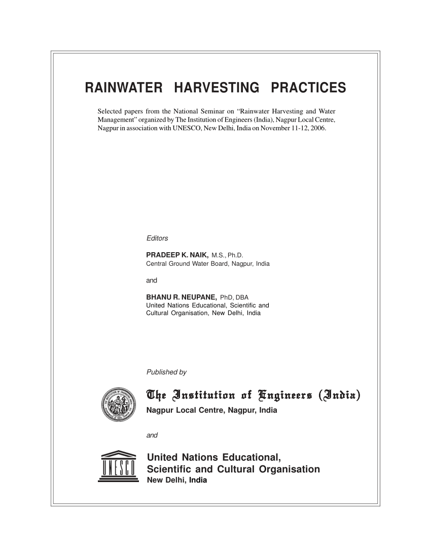 rain water harvesting research paper