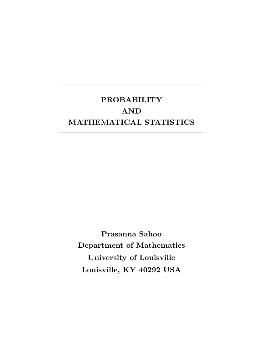 Pdf Probability And Mathematical Statistics