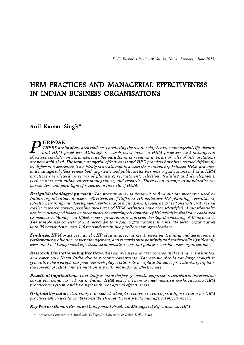 research paper on hrm practices in india
