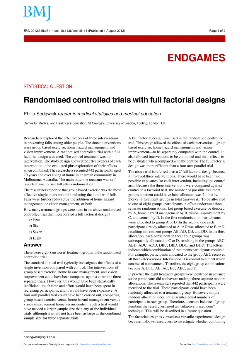 full factorial design research paper