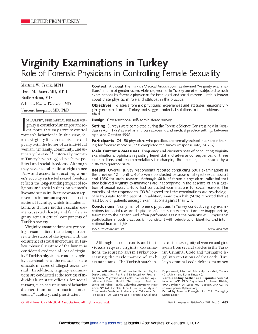 PDF) Virginity Examinations in Turkey