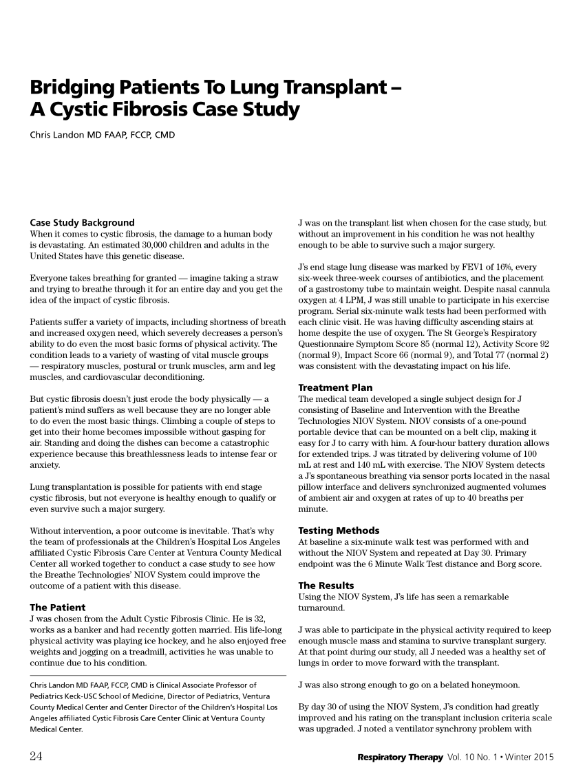 cystic fibrosis case study for nursing students