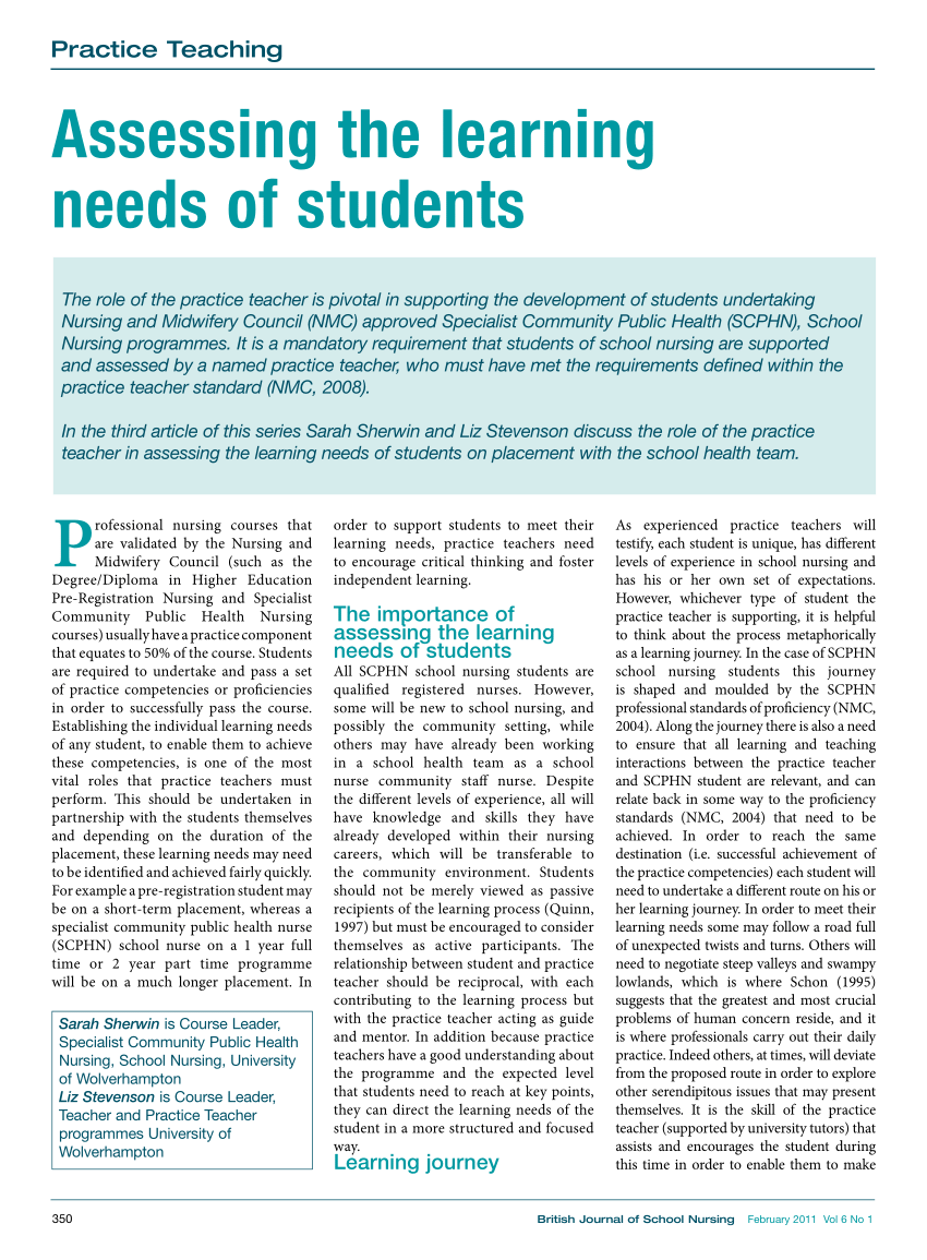 Assessing The Counseling Needs Of Students