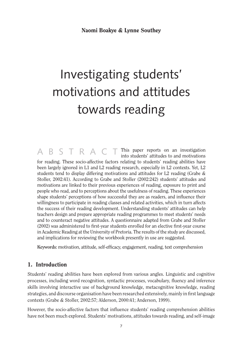 reading attitude thesis