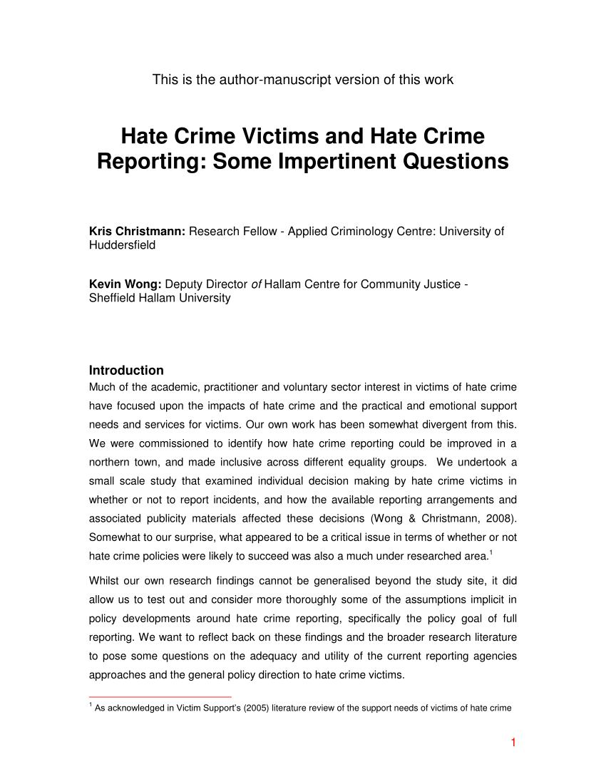 hate crime essay criminology