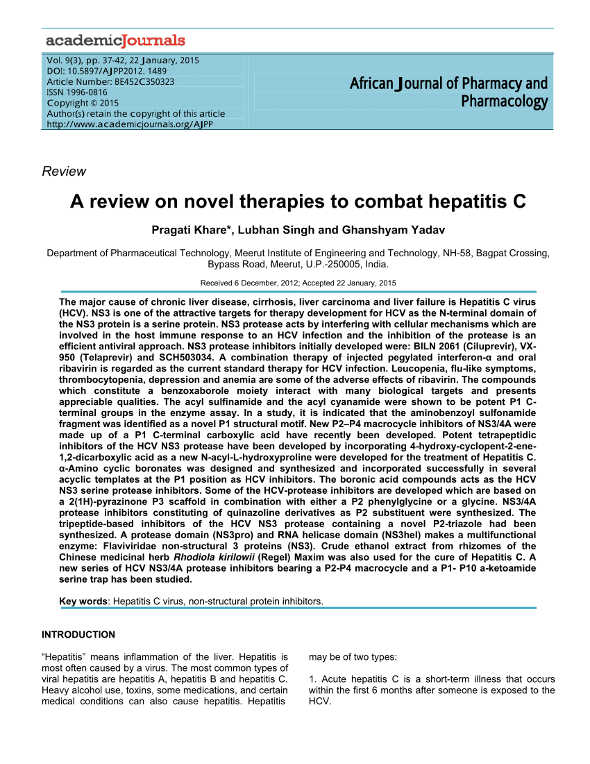 literature review of hepatitis c