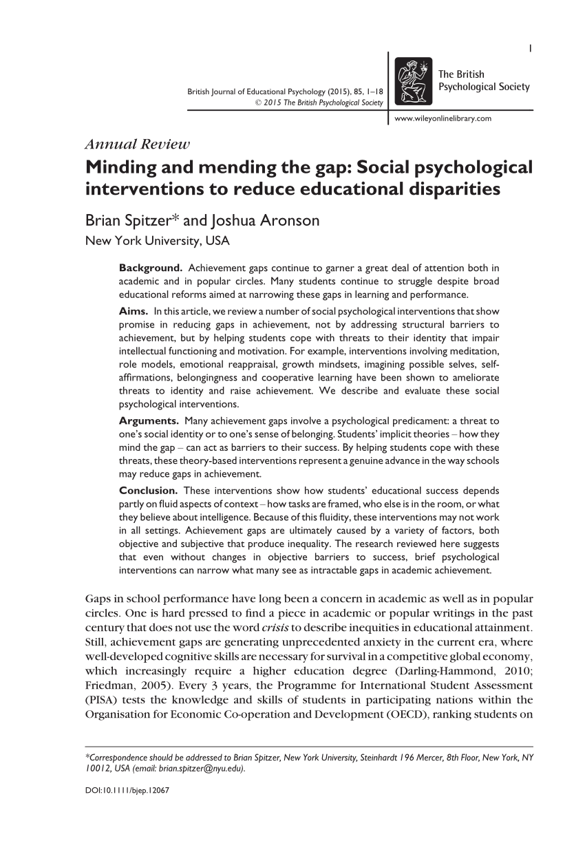Minding and mending Social psychological interventions to reduce disparities