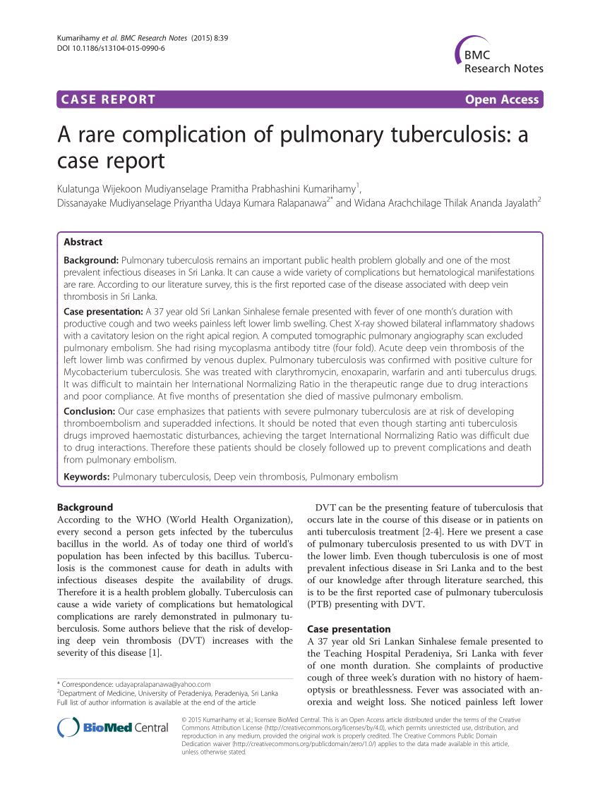 case study on pulmonary tuberculosis