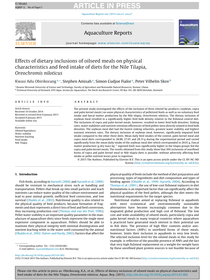 PDF Effects of dietary inclusions of oilseed meals on physical  