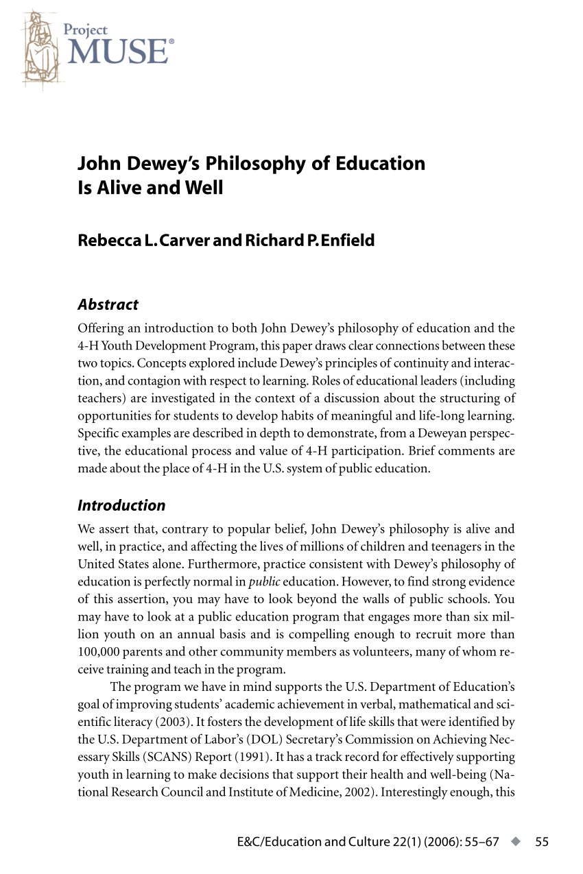 scholarly article philosophy of education