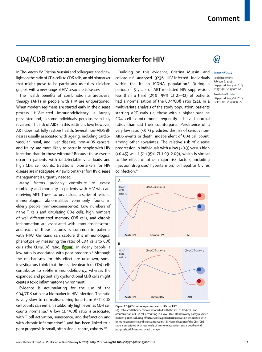 PDF) CD4/CD8 ratio: an emerging biomarker for HIV