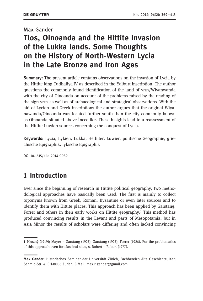 pdf tlos oinoanda and the hittite invasion of the lukka lands some thoughts on the history of north western lycia in the late bronze and iron ages