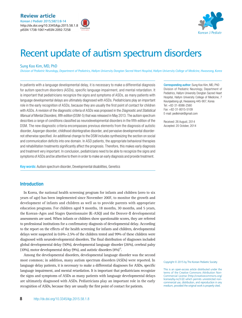 literature review of autistic spectrum disorders