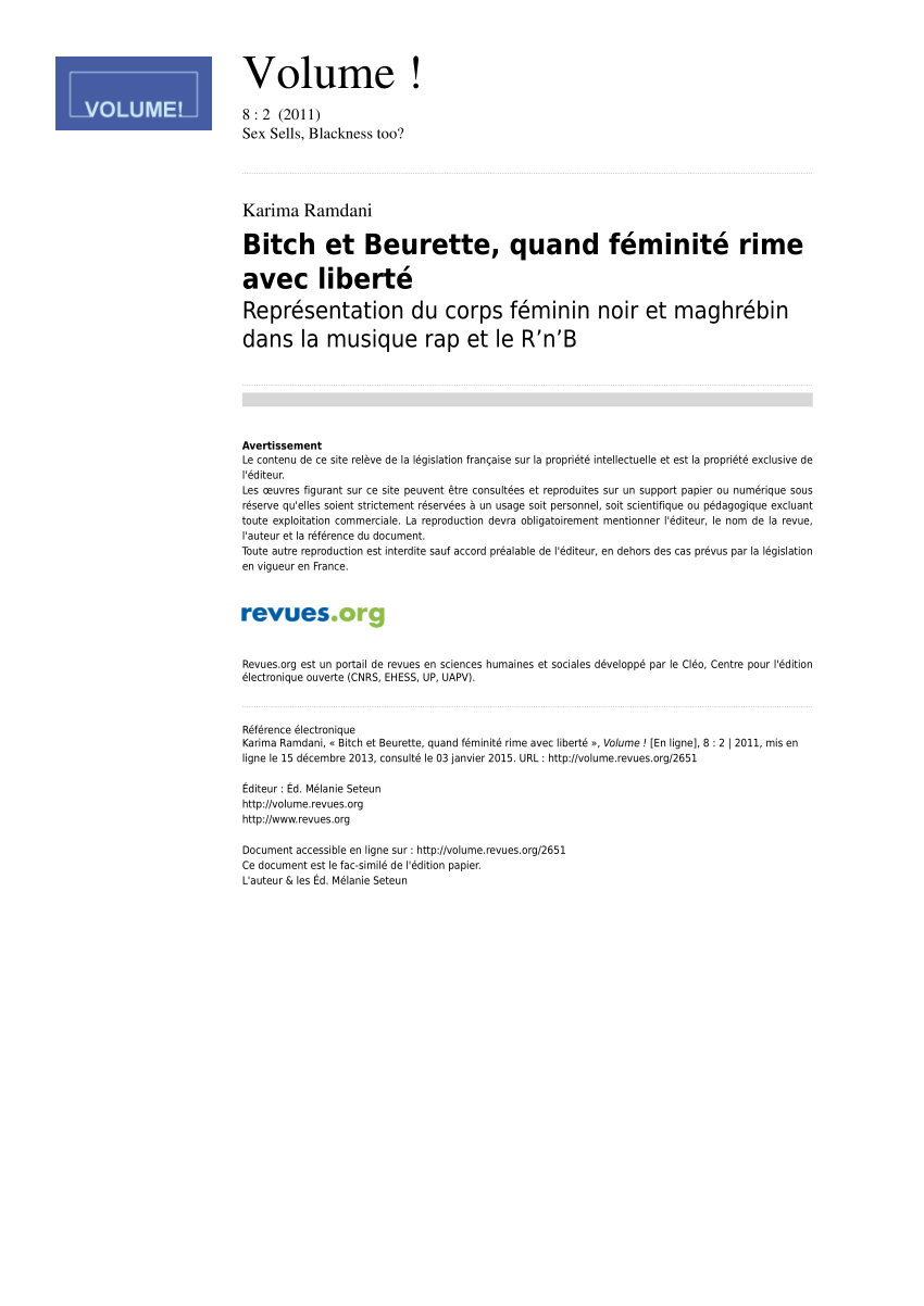 PDF Bitch et Beurette quand féminité rime avec liberté 