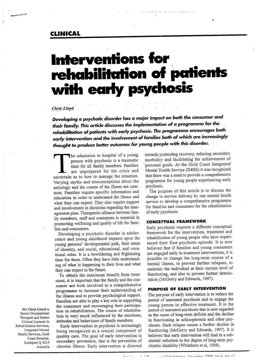 case study early psychosis