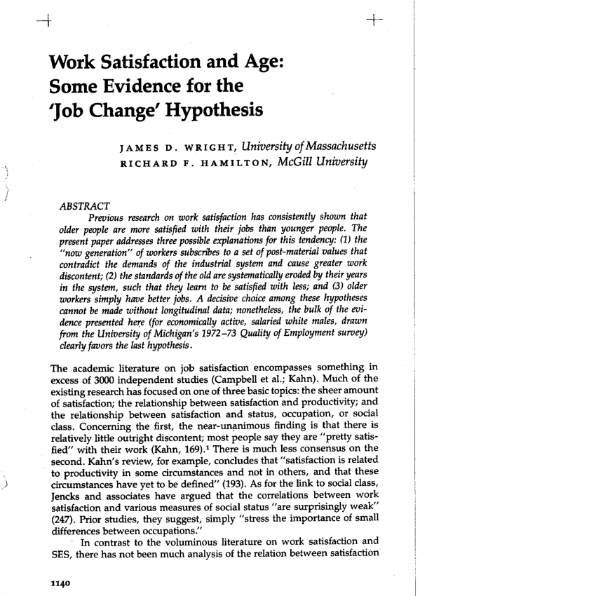 research hypothesis for job satisfaction