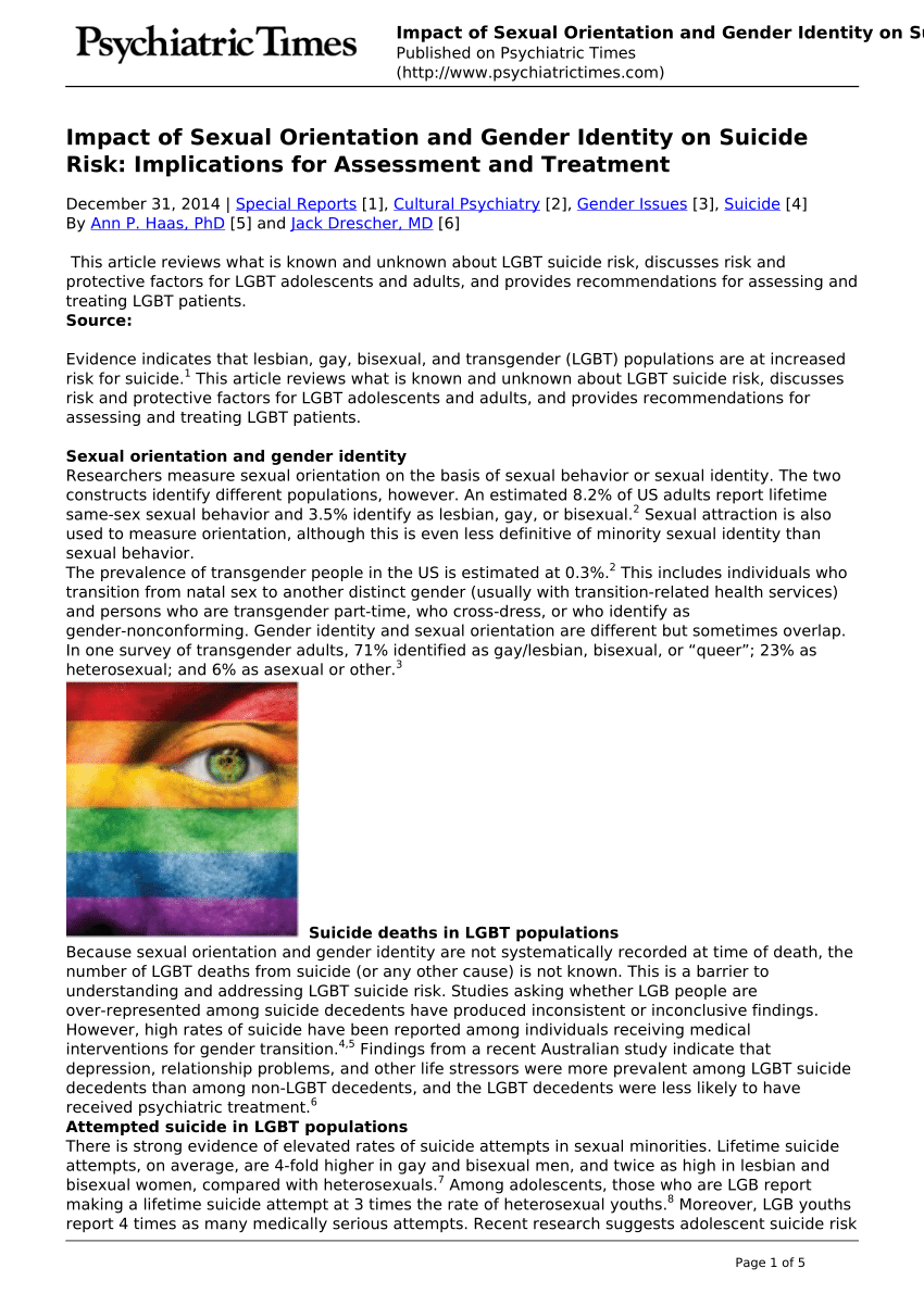 Pdf Impact Of Sexual Orientation And Gender Identity On Suicide Risk