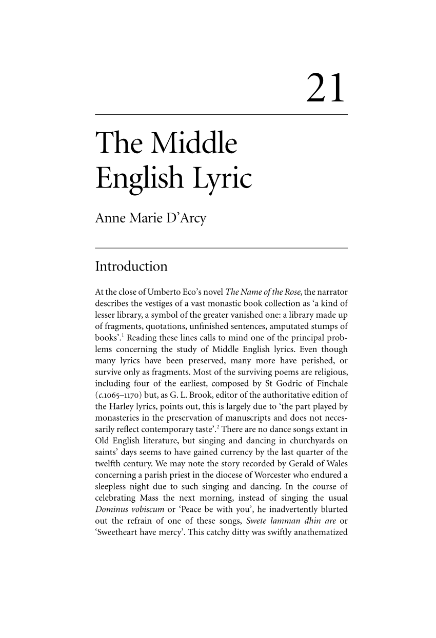 vokal Savvy snak PDF) The Middle English Lyric